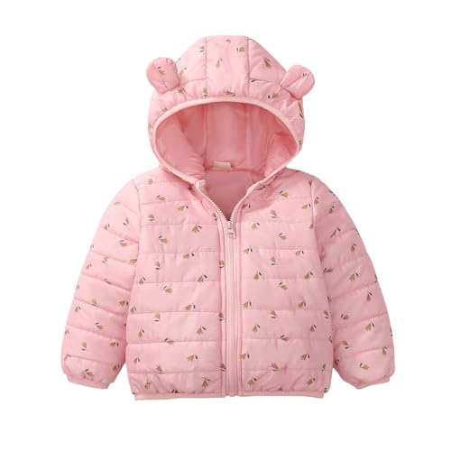 Girls Boys Puffer Padded Coat Winter Warm Padded Jacket Cute Print Hooded Bear Ears Outerwear Down Snow Jackets Clothes