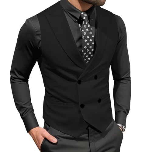 Men's Slim Fit Suit V-Neck Vest Casual Formal Wedding Business Waistcoat