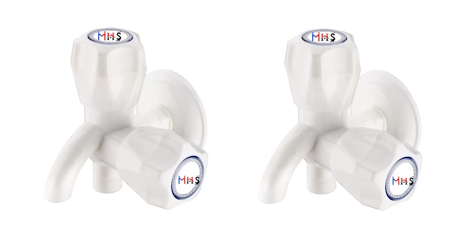 MHS 2 in 1 Bib Cock Tap with Wall Flange Made of Virgin Abs PVC Plastic Material Wall Mounted White (Pack of 2) (B08HK9V39N) Amazon Price History, Amazon Price Tracker