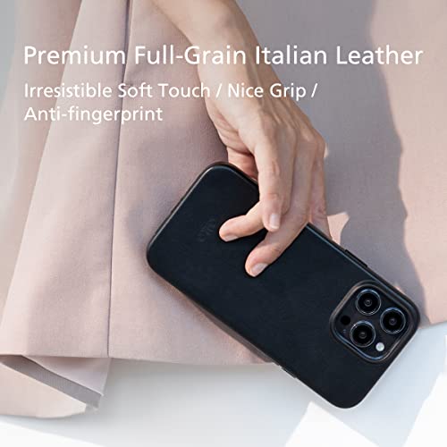 Alto Leather Case Designed For Iphone 14 Pro, Original Series Drop Protective Premium Handmade Italian Leather Phone Case (6.1 Inch, Iphone 14 Pro, Black) #TOP1