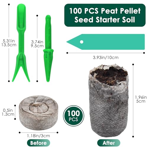 PACETAP 100 Pcs 30mm Peat Pellet Seed Starter Soil, Compressed Seed Fertilizer Nutrient Soil Block, Germination Seedling Pods for Growing Herbs, Plant, Flowers, Vegetables (30MM) by PACETAP - Image 3