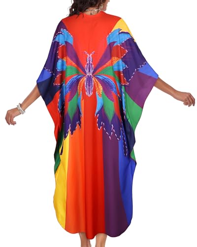 Image of Kaftan Dresses for Women V Neck Caftans Batwing Sleeve Beach Cover Ups | JILUVIN Plus Size Long Floral Print Dress, Loose Fit Maxi Casual Moomoo, Lounge House Mumu Nightgown Summer Vocation 2026