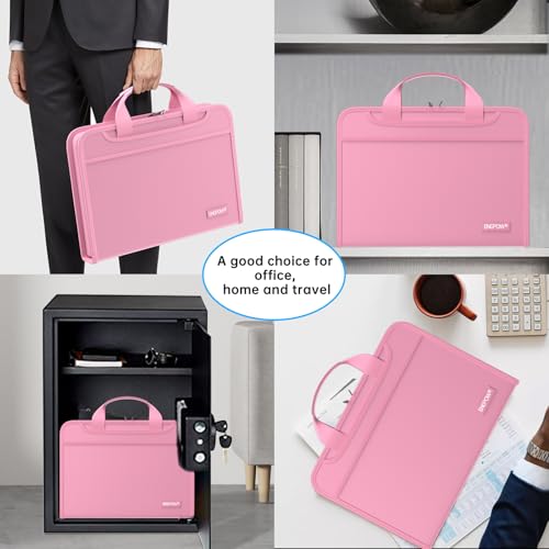 ENGPOW Accordion File Organizer,Fireproof Expanding File Folder with Multi Pockets,13 Pockets Document Organizer with Handle & Labels,Portable Home Travel Safe Storage Folder for Letter A4 Files,Pink by ENGPOW - Image 7