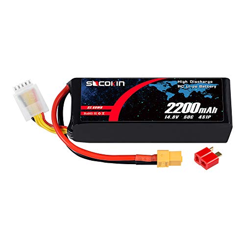 Socokin 14.8V 4S Lipo Battery 2200mAh 50C with XT60 and Deans Plug RC