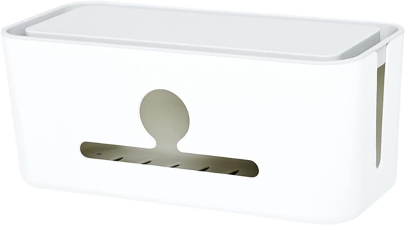 Large-Scale Charger Socket Adapter Power Strip Storage Box Home Office Hidden Cable and TV Computer Line Plug-in Board Cable Cords Organizer Boxes (Light Grey)