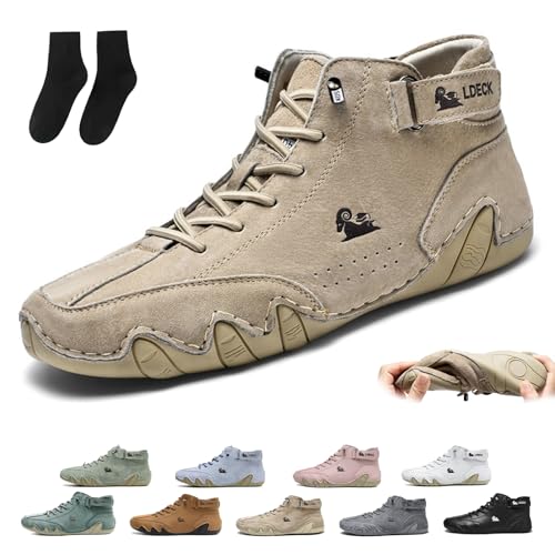 Anthoern Men's Waterproof Fashion Orthopedic High Boots - Handmade Suede Non-Slip Breathable Lightweight Beck Shoes for Walking and Standing (Khaki, US 11)
