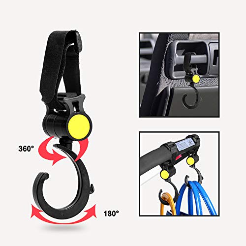 4Pcs Kinderwagen Haken, Mehrzweck Aufhänger mit Anti-Rutsch-Strap für Kinderwagen, Stroller, Buggys, Pram, Fahrrad, Rollstuhl, Motorrad