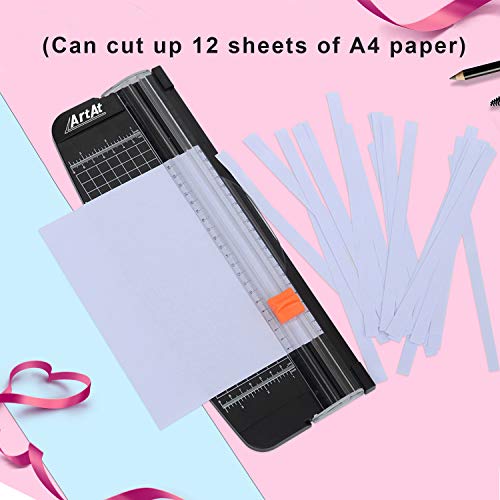 artat 12-inch paper cutter with retractable safety blade a4 portable trimmer for cardstock laminated paper photos crafts gift cards coupons kraft labels auto-lock amp precise cutting