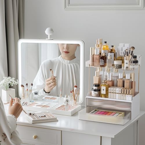 Image of Delamu 4-Tier Makeup Organizer, Bathroom Counter, 2 Drawers,Clear 2Pack