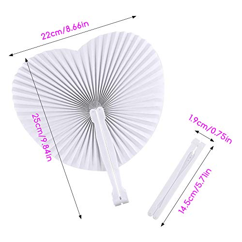 Heart Shaped Paper Fans - 24 Pcs White Wedding Decorations, Hand Fans for Wall Decoration DIY Wedding Favours - Image 2