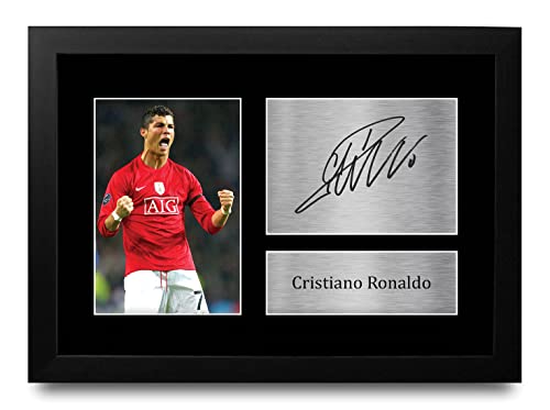 HWC Trading FR A4 Cristiano Ronaldo Regalos Impresos Imagen De Autógrafo Firmado para Los Aficionados Al Fútbol Y Partidarios - A4 Framed