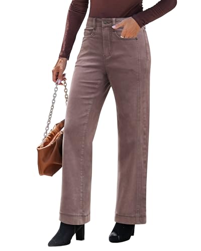 luvamia Wide Leg Jeans for Women Trendy High Waisted Double Side Seams Stretchy Denim Pants Trouser Jeans with Pockets
