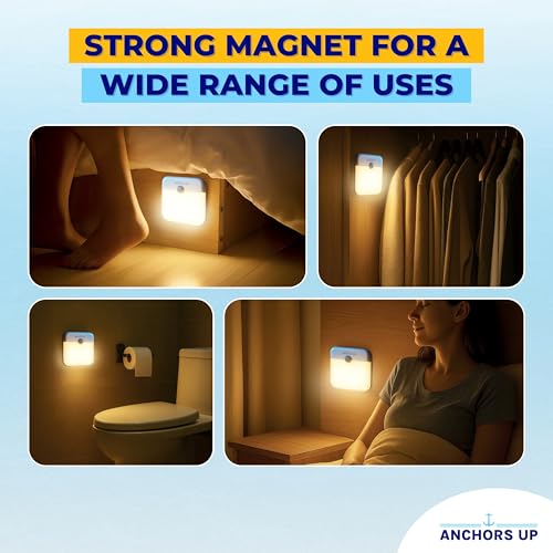 Image of Cruise Cabin Magnetic Night Light with Motion Sensor USB Rechargeable - LED Motion Sensor Light - Warm White - for Carnival, Royal, Celebrity, Norwegian and More - Cruise Essentials by AnchorsUp