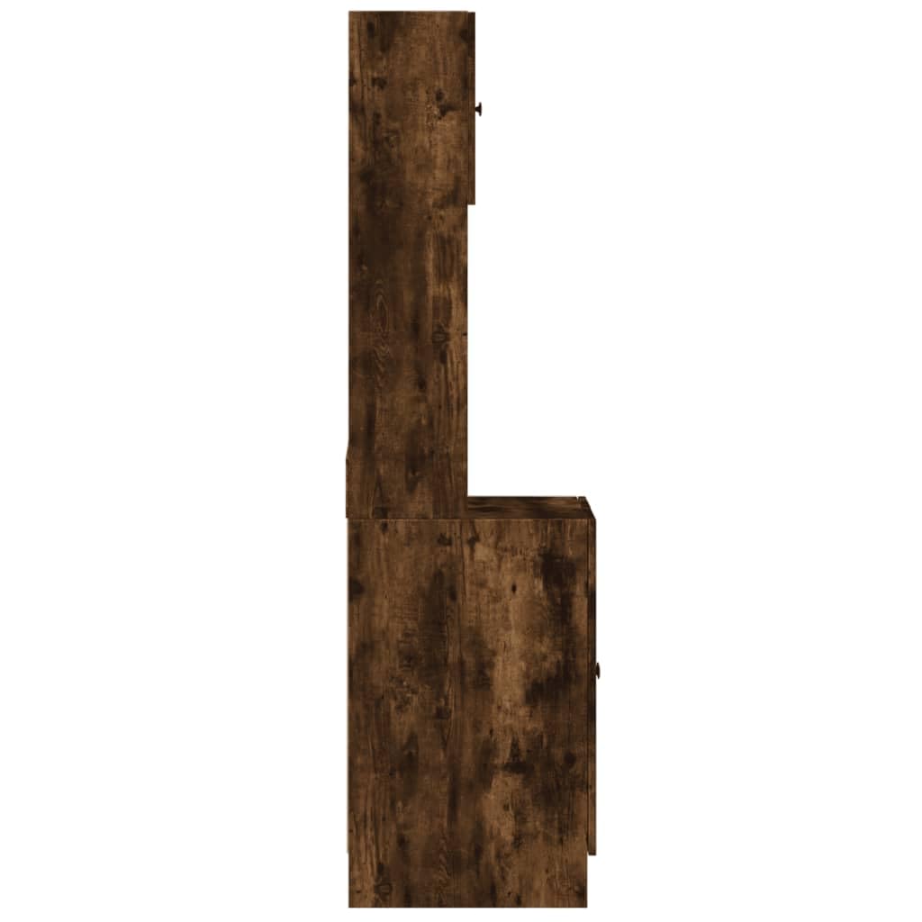 Armadio da cucina in legno di rovere affumicato, 60 x 50 x 180 cm, con ante e cassetti, indipendente, multiuso, per cucina, cantina e piano di lavoro