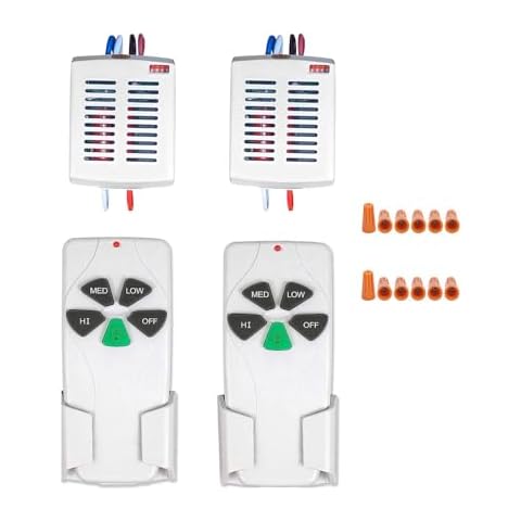 2 Pack Small Size Universal Ceiling Fan Remote Control Kit with Light Dimmer, 3 Speed Fan Controller Mini Receiver Replacement for Hampton Bay/Hunter/Harbor Breeze/Westinghouse/Honeywell and More Cover