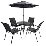 MATERIAL: conjunto de mesa rectangular y sillas de aluminio, acero y textilene.