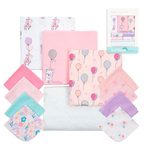 Image of Baby Girl Newborn Essentials Must Haves 12pcs Light Pink Baby Shower Gifts-Receiving Blankets and Baby Bath Essentials Newborn Kit, Newborn Bath Essentials-Machine and Dryer Safe by BAMBINO CREATIONS