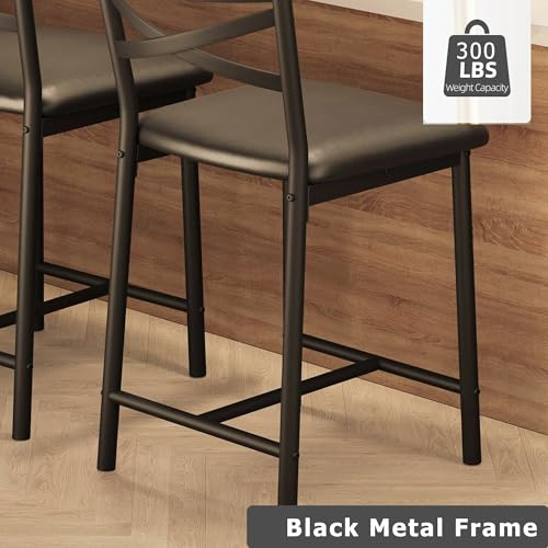 Butacos GarveeHome de 26 pulgadas, juego de 6 unidades, con respaldo, soportan hasta 300 libras | Butacos negros con asiento acolchado y cojín grueso tapizado, sillas para isla de cocina, bar o comedor miniatura 4