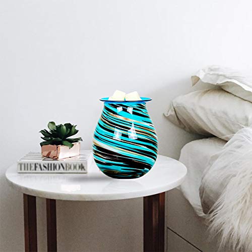 EQUSUPRO Glass Wax Melt Warmer Electric Incense Wax Tart Burner Fragrance Night Light Aroma Decorative for Home Office Bedroom Living Room Gifts