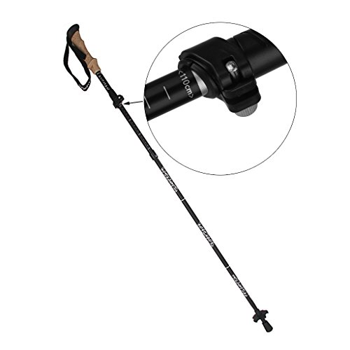 F FABOBJECTS® Black Trekking Walking Hiking Sticks Poles Alpenstock Adjustable - Short
