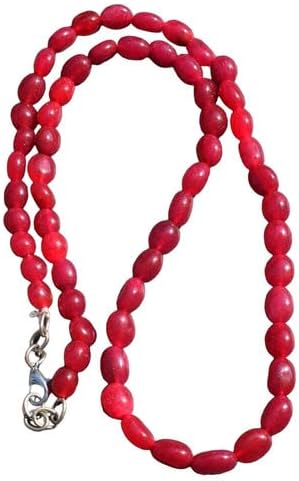 170 Cts Single Strand Ruby Oval Shape Beads Womens Necklace Jewelry CHIK_NECKLACE-31714