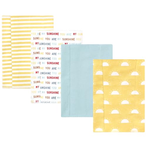 Image of Hudson Baby Unisex Baby Cotton Poly Flannel Burp Cloths, My Sunshine 4 Pack, One Size