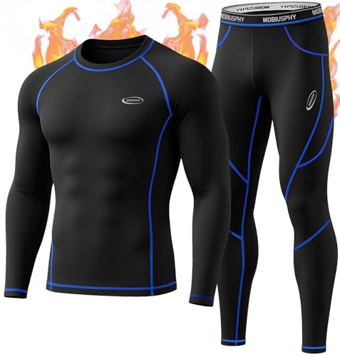 MOBIUSPHY Thermal Underwear Set di Abbigliamento Termico, Nero, M...