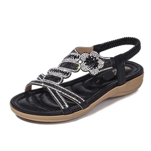 High heeled sandals Women's shoes with flower pattern on the outside and rhinestones flat sandals for women