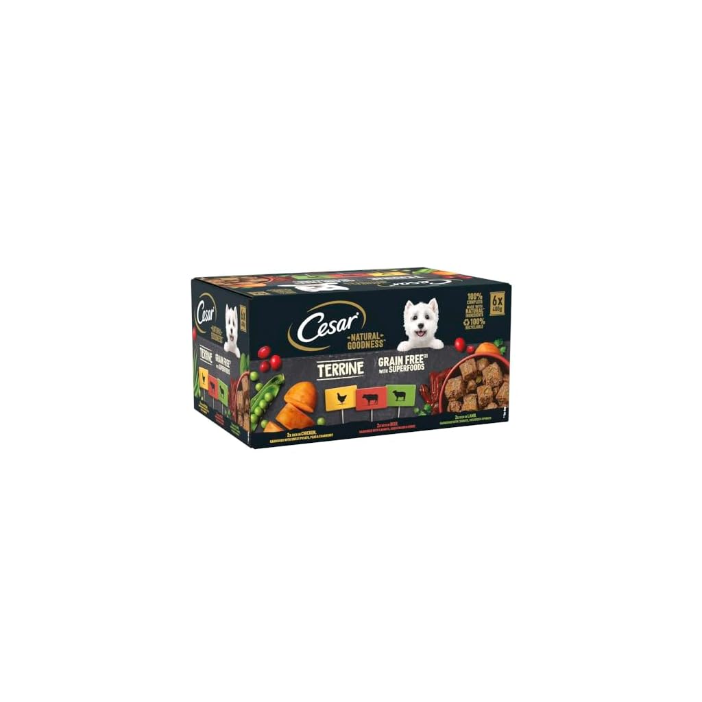 Cesar Natural Goodness - Wet Dog Food - for Adult Dogs - Mixed Selection in Loaf - 6 x 400 g