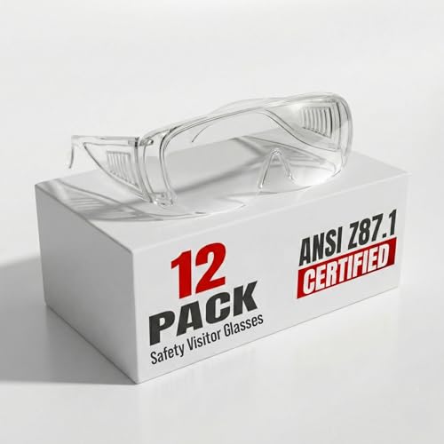 RUGGED BLUE - Visitor Safety Glasses For Men & Women | Ansi Z87 Certified Safety Glasses For Shooting Range | Anti-Scratch Outdoor Glasses | Lab Goggles For Safety | Safety Goggles - 12 Pack Clear