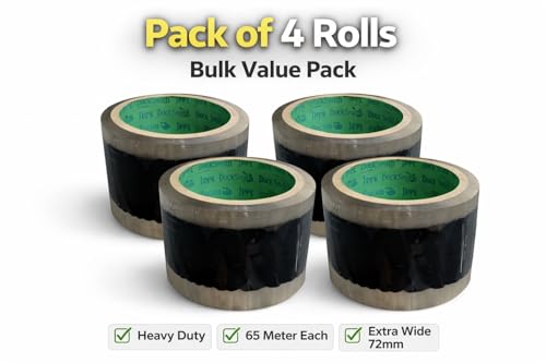 Image of Myntra Packaging Tape | 72mm / 3 Inch Wide BOPP Adhesive Tape Roll | 65 Meter Long Strong Brown Tape | Heavy-Duty Carton Sealing & E-Commerce Packing Material (Pack of 4 Rolls)