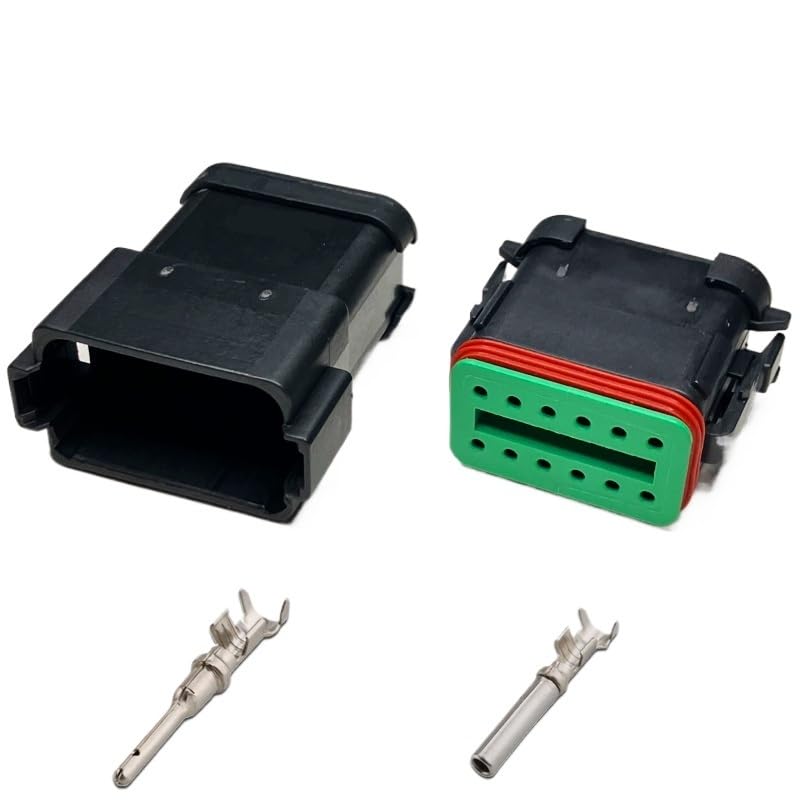 1Set/5sets Black 2pin 3/4/6/8/12hole Series Enhanced Seal Water Proof Electrical Auto Connector(12P,1 Set)
