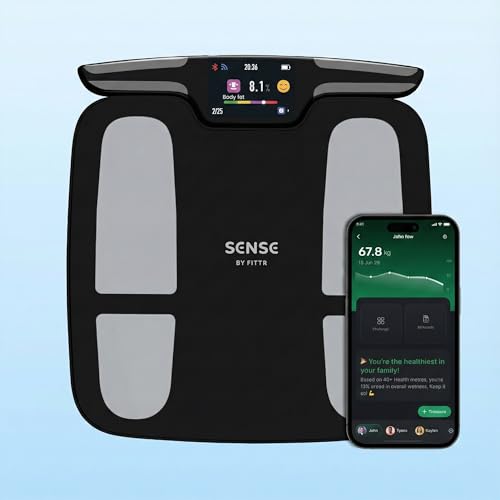 FITTR SENSE Smart Scale Pro, Tracks 50+ Health Metrics, Body Composition, Heart Rate, Body Fat Analysis and More, Auto Identifies User, Seamless FITTR