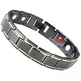 SHOPORA® 2Xmagnetic Therapy Bracelet Titanium Lymph Detox For Carpal Tunnel Black Gold | Natural & Alternative Remedies | Magnetic Therapy Devices