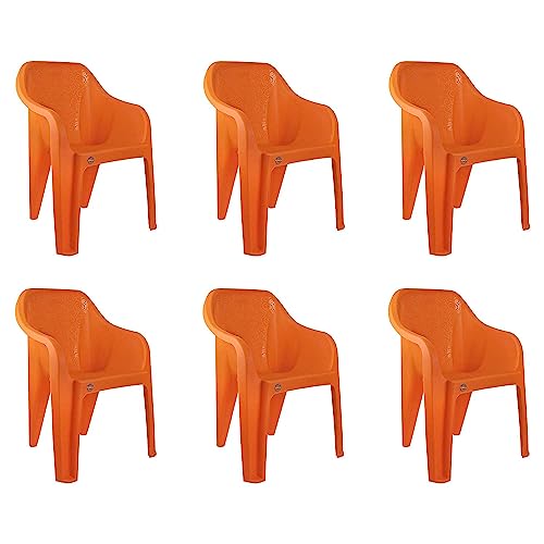 Image of Cello Dynamo Chair Set Pack of 6 - Orange | Strong and Durable | Easy to Clean | Chair for Living Room, Bed Room, Kitchen, Office Room, Outdoor | 3 Years Warranty