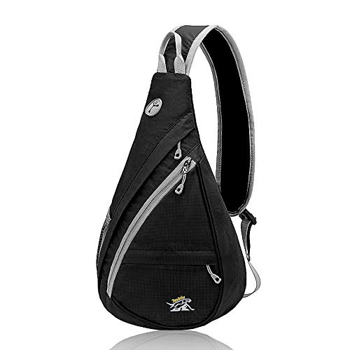 Xboun Sling Backpack Chest Shoulder Bag Crossbody Cycling Travel Hiking Daypack (Black)