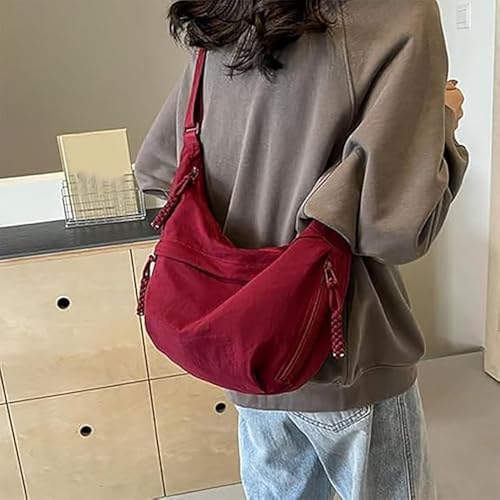 Quantifyn Crossbody Bag, Quantifyn Women's Fashion Plain Color Nylon Crossbody Hobo Bag, Divider Inside, Adjustable Strap4