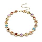 FONCTION MULTIPLE : Collier ras du cou en strass colorés superposables et couchés, collier en cristal arc-en-ciel, polyvalent et combinable, parfait pour le bal de fin d'année, l'anniversaire ou comme cadeau pour femmes et filles