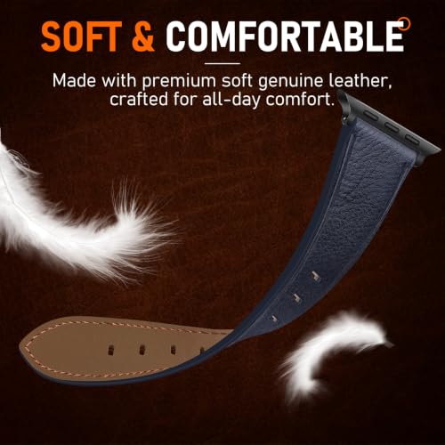 Image of Genuine Leather Watch Band Men Compatible with Apple Watch