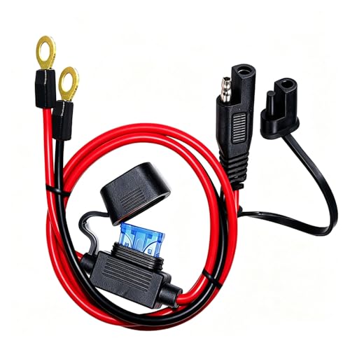 YETOR SAE Connector,SAE to O Ring Terminal Harness with 15A Protection Fuse for Safety, 2-Pin Quick Disconnect Plug,SAE Battery Extension Cable with 2FT 10AWG for Motorcycle Cars. (60CM) YETOR SAE Connector,SAE to O Ring Terminal Harness with 15A Protection Fuse for Safety, 2-Pin Quick Disconnect Plug,SAE Battery Extension Cable with 2FT 10AWG for Motorcycle Cars. (60CM)