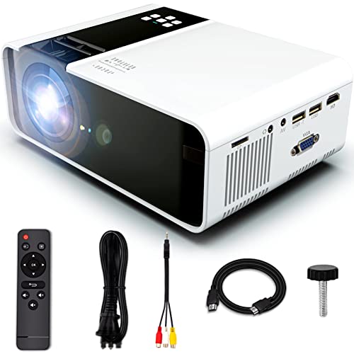Mini Portable Projector 1080P Supported - KECAG Full HD Outdoor Movie Projector Compatible w/ TV Stick HDMI VGA USB TF AV, 200" Display, 50000 Hrs LED Lamp Life, for Home Cinema & Outdoor Movies