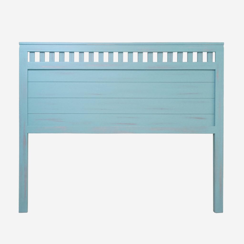 Cabecero de Madera Bora, Acabado en Verde Turquesa Envejecido, para Pared. para Camas de 180 | Cabezal Madera Pino | Matrimonio y Juvenil (Cama 180 (190 x 120))