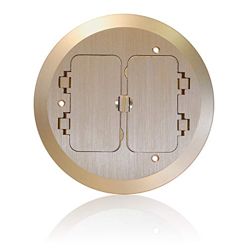 Leviton Concrete Floor Box Brass Plated Cover Plate, 2 Decora Flip Lids, FBC2F-B