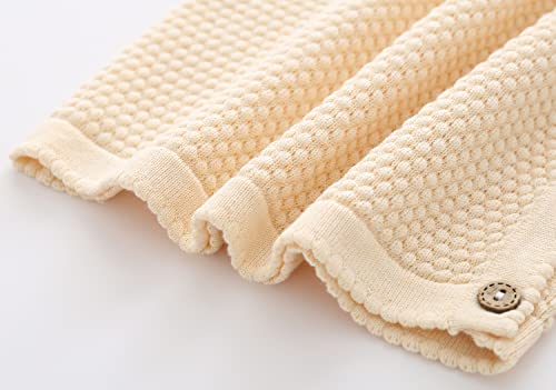 Toddler Baby Boys Girls Sweater Set Newborn Knit Crochet Outfit Pants Solid Clothes Long Sleeve Pullover Sweatshirt Tops Beige #TOP6