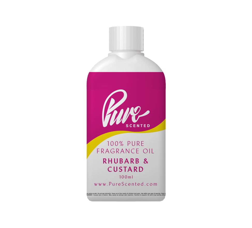 Pure Scented 100ml Fragrance Oil - Vegan & Cruelty-Free, for Candles, Soaps, Slime, Diffusers, Cosmetics, Wax Melts & DIY Crafts (1 x 100ml, Rhubarb & Custard) โ image 1