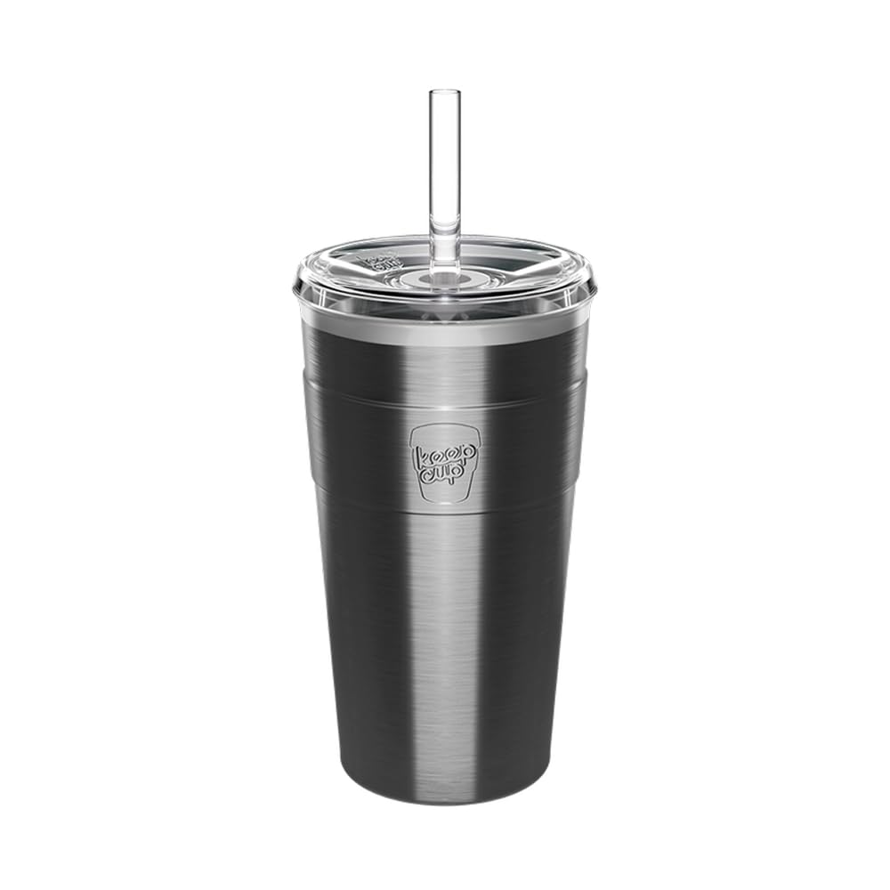 KeepCup Thermal Cold Cup - Insulated Stainless Steel Reusable Coffee Cup with Lid and Straw - 16oz/454ml - Nitro