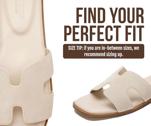 Image of Project Cloud 100% Genuine Leather Sandals for Women 2026 - Fashion Flat Womens Sandals with Memory Foam Insole Slides Sandals Women Footwear - Mules Women's Sandals (Jannel)
