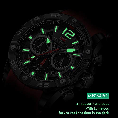 Mens Watches Military Sports Watch（Waterproof,Luminous,Multifunction,Calendar）Silicon Strap Watch for Men