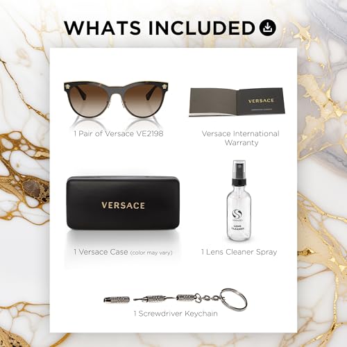 Versace VE2198 Phantos Sunglasses for Women – Metal Frame with Temples, eShades Eyewear Kit Included3