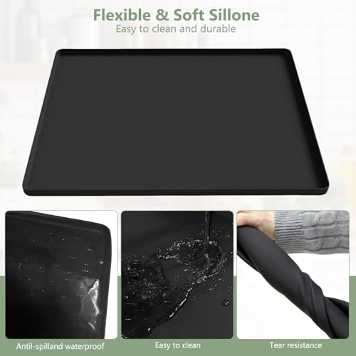 AKEfit Heat Resistant Silicone Mat, Non-Slip Waterproof Air Fryer Mat for Kitchen Countertops, Oven, AC,Stove Top & Dining Table Protection (BLACK) - Image 5